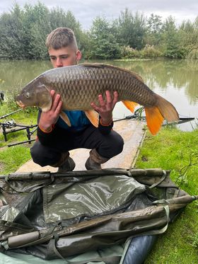 Max with a carp caught at Alderwood Fishery
